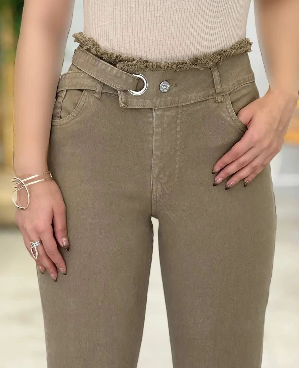 3472-شلوار بوت کات کمربندی